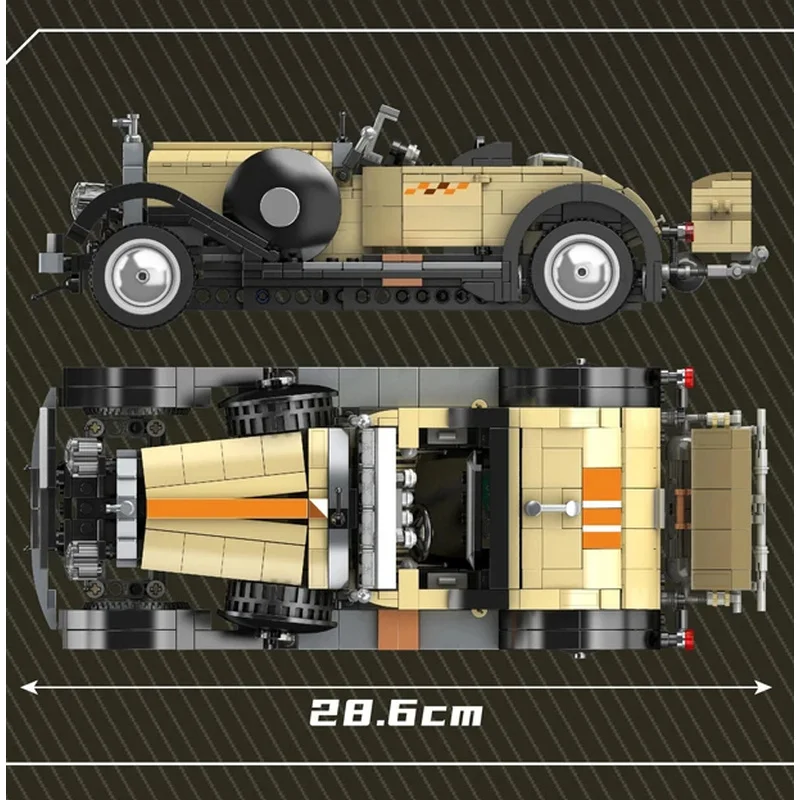Vintage Classic Cabriolet Car Building Blocks Mould King 10115 897Pcs Retro Convertible Vehicle Model, MOC Technical DIY Assembl