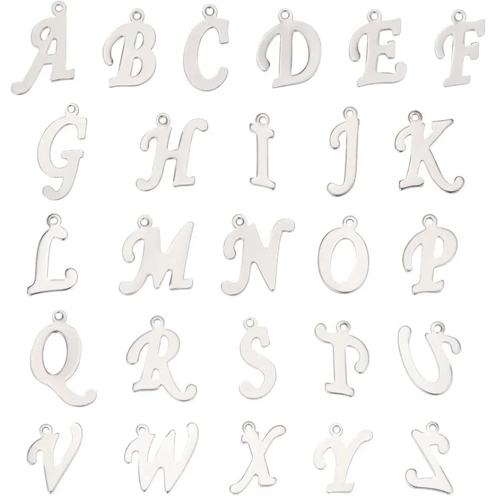 

Alphabet A-Z Charms Stainless Steel Pendants Letter Metal Pendants Small Hole Charms for DIY Jewelry Findings Ma