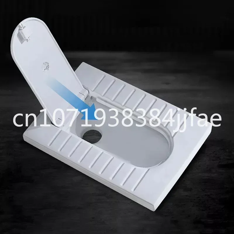 Ceramic Squat Pan with Cover for Home Use in Small Spaces, Odor-resistant and Hygienic, Squat Toilet with Lid