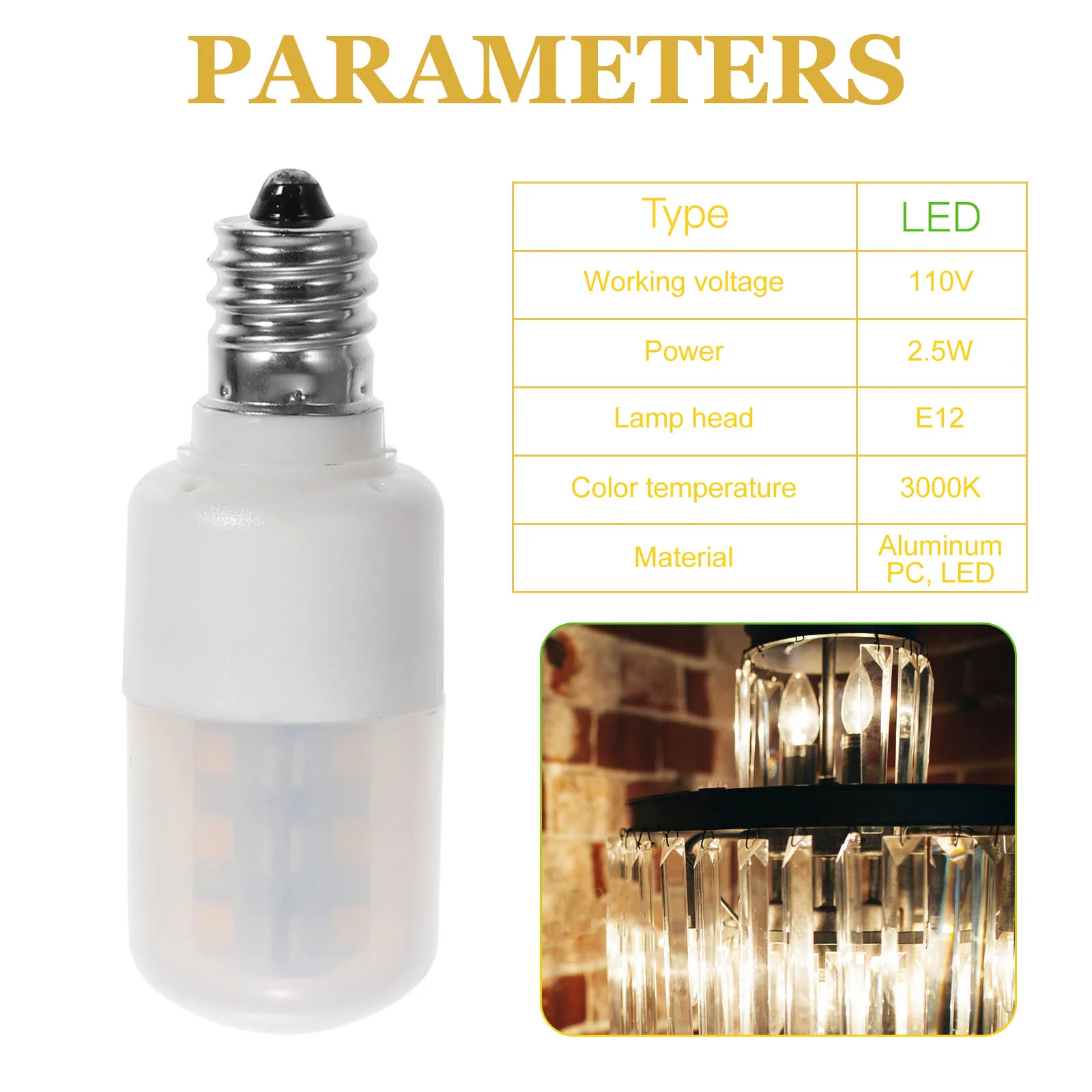 

2pcs LED Refrigerator Bulb E12 2.5W 110V Appliance Light Bulb for Microwave Oven Range Hood Sewing Machine Energy Saving