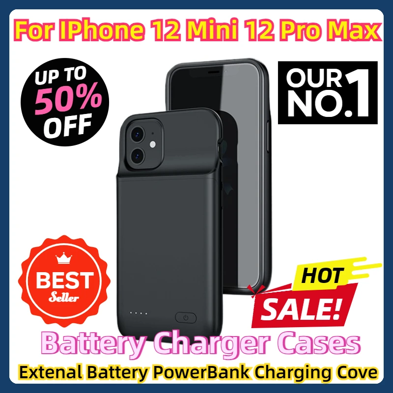 

For IPhone 12 Mini Extenal Battery PowerBank Charging Cove Power Bank Case for IPhone 12 Pro Max Battery Charger Cases