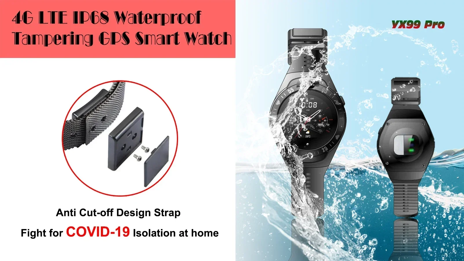 4G GPS bracelet wrist ankle tracker for prisoner with patient monitoring software and app YX99 Pro IP68 waterproof Smartwatch