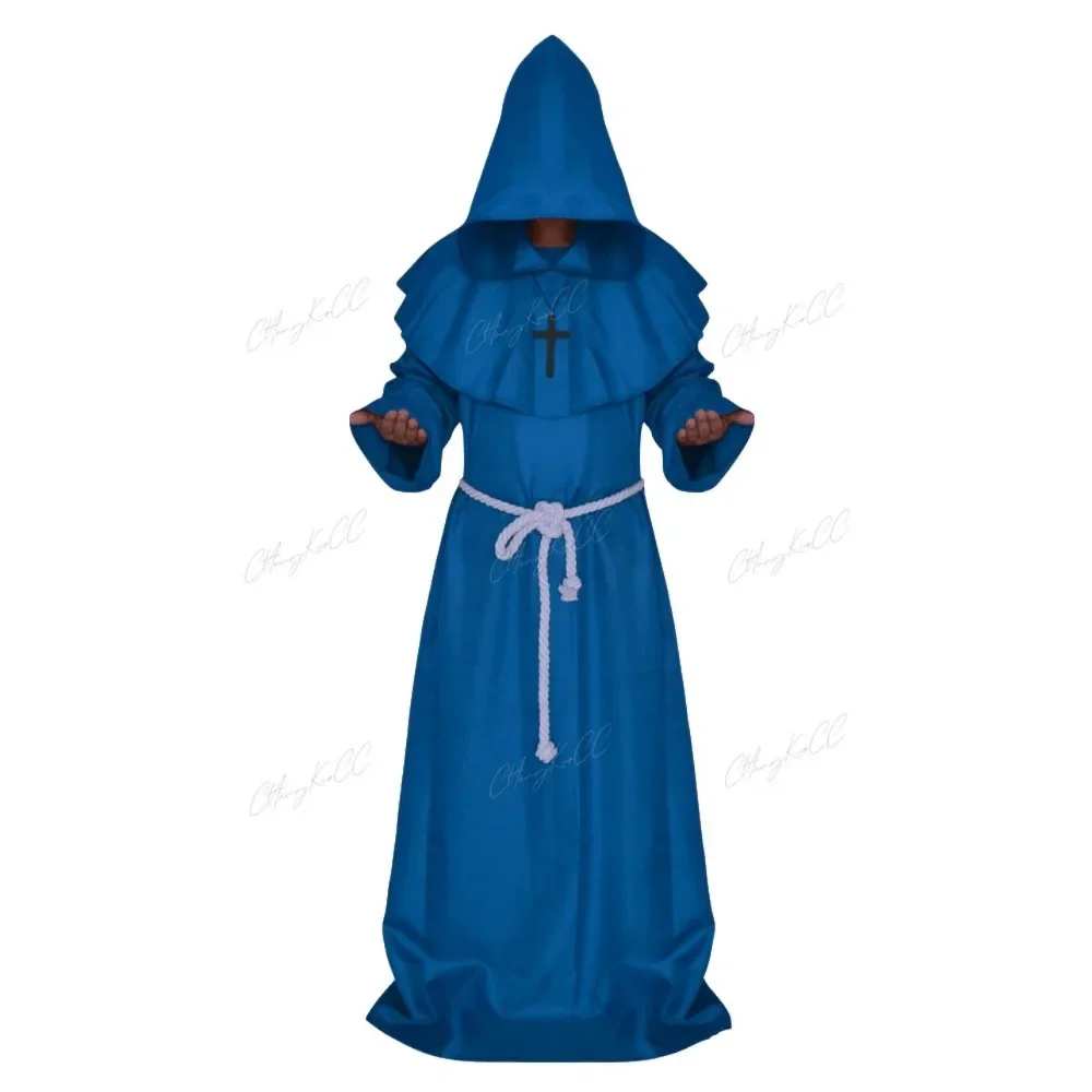 Costume di Halloween uomo donna Vintage Renaissance Monk medievale Cosplay Cowl Friar Priest abito con cappuccio corda mantello mantello mantello musulmano