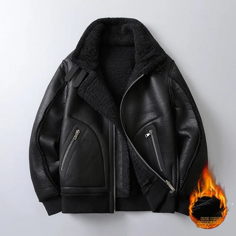 

Утепленная двусторонняя теплая модная кожаная куртка с хлопковой подкладкой и мехом, высококачественная верхняя одежда из оленьей замши в городском стиле