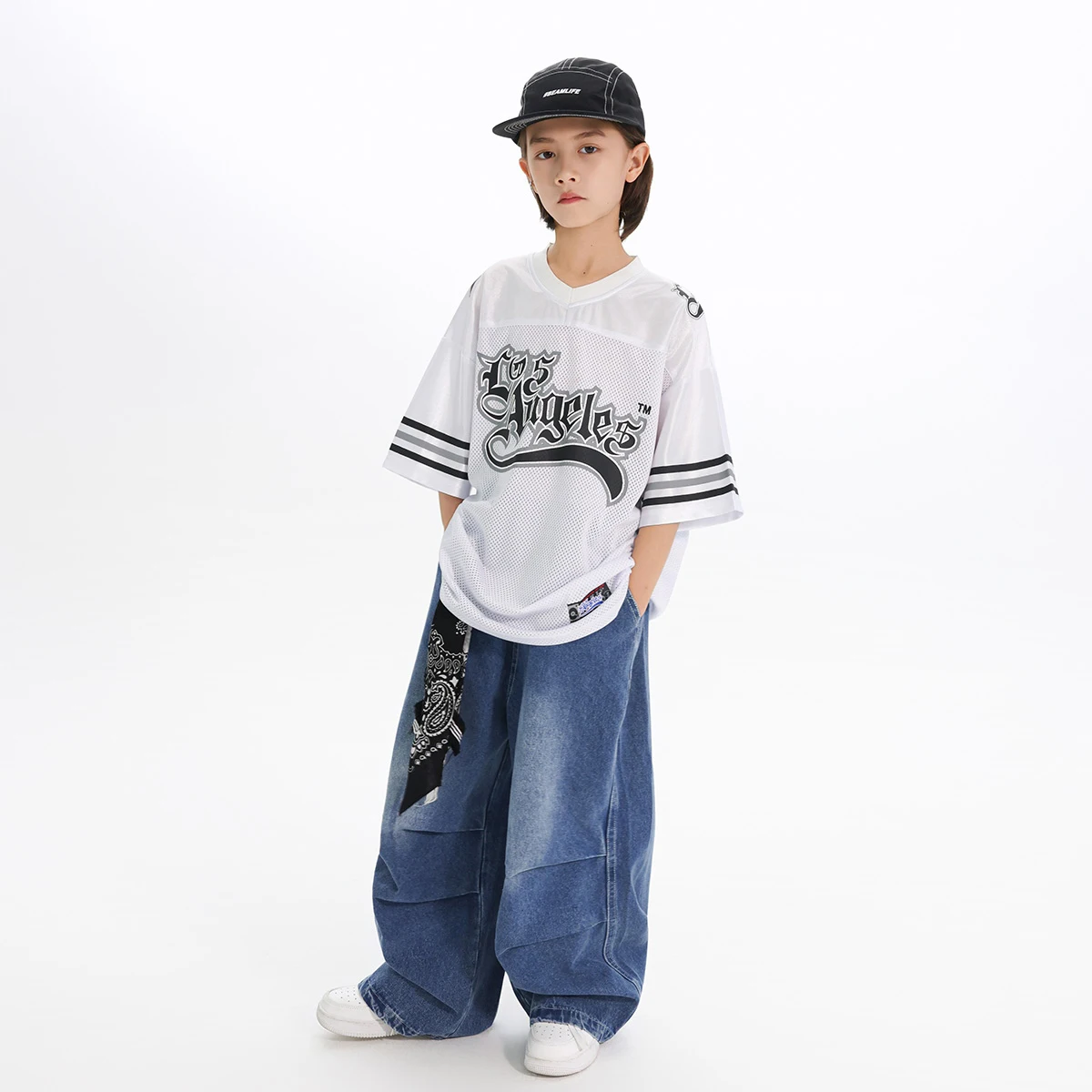 Jazzdans Praktijk Outfits Voor Jongens Top Jeans Hiphop Pak Kinderen Street Dance Prestaties Kostuums Dans Team Slijtage DN21014