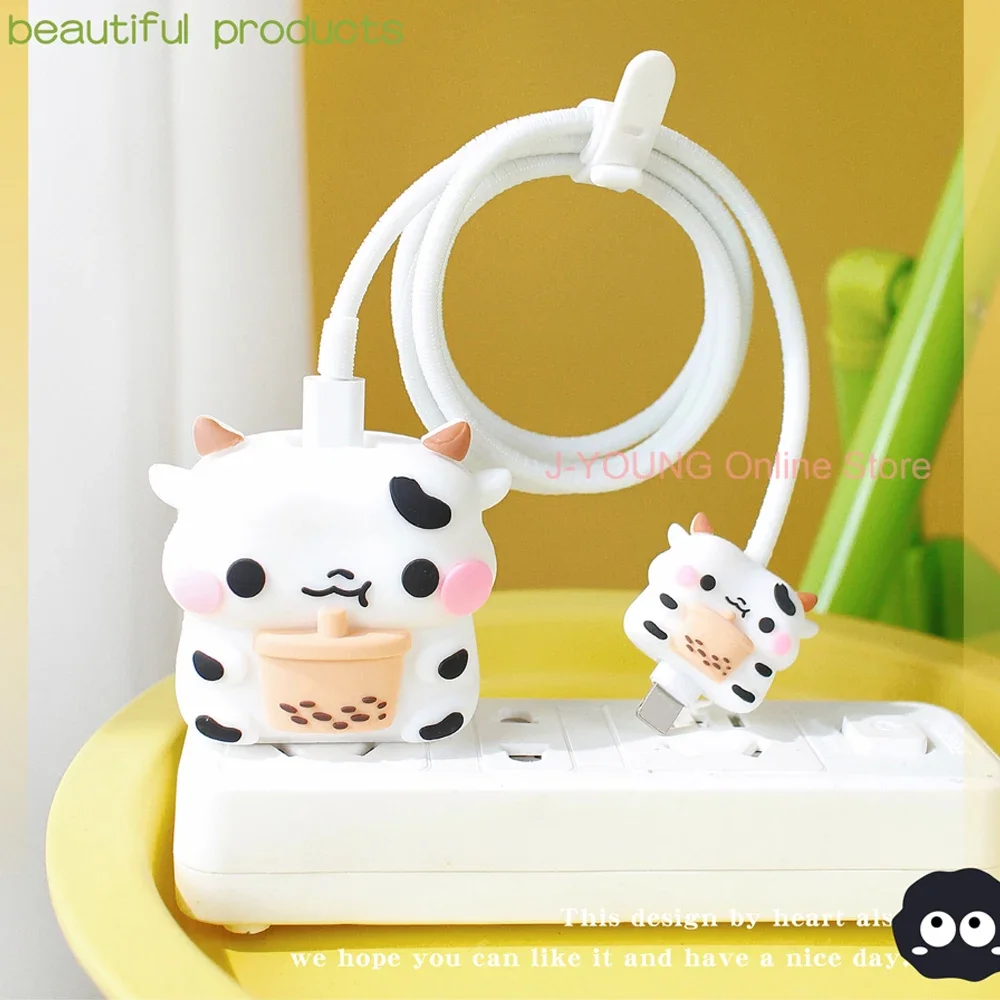 4Pcs Set Cable Protector for iPhone / iPad 18W/20W Charger Case Cute 3D Cartoon Cable Management Phone Wire Cord Organizers