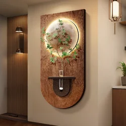 Entrance Decoration Log Color Wall Lamps Green Plant Corridor Hallway Modern Hanging Painting High-end Living Room Mural Lights
