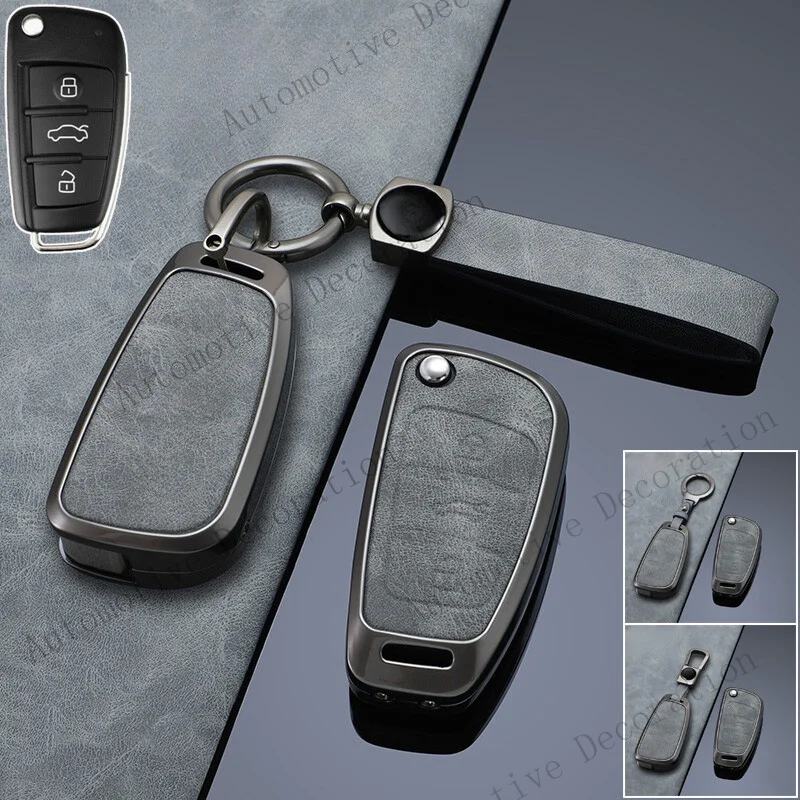 Z+ Zinc Alloy Leather Car Key Fob Case Cover For Audi TT RS A3 S3 A4 S4 A6 S6 Q5 Q7