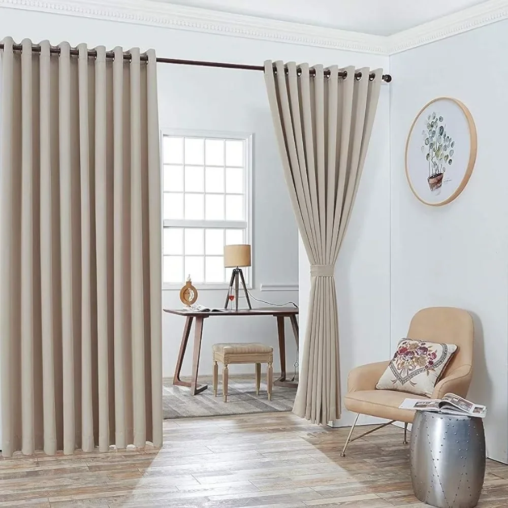 

Extra Large 2 Ivory Wall to Wall Curtains Each With 2 Matching Tie-Backs Blackout Curtain Curtains for Bedrooms Living Room Home