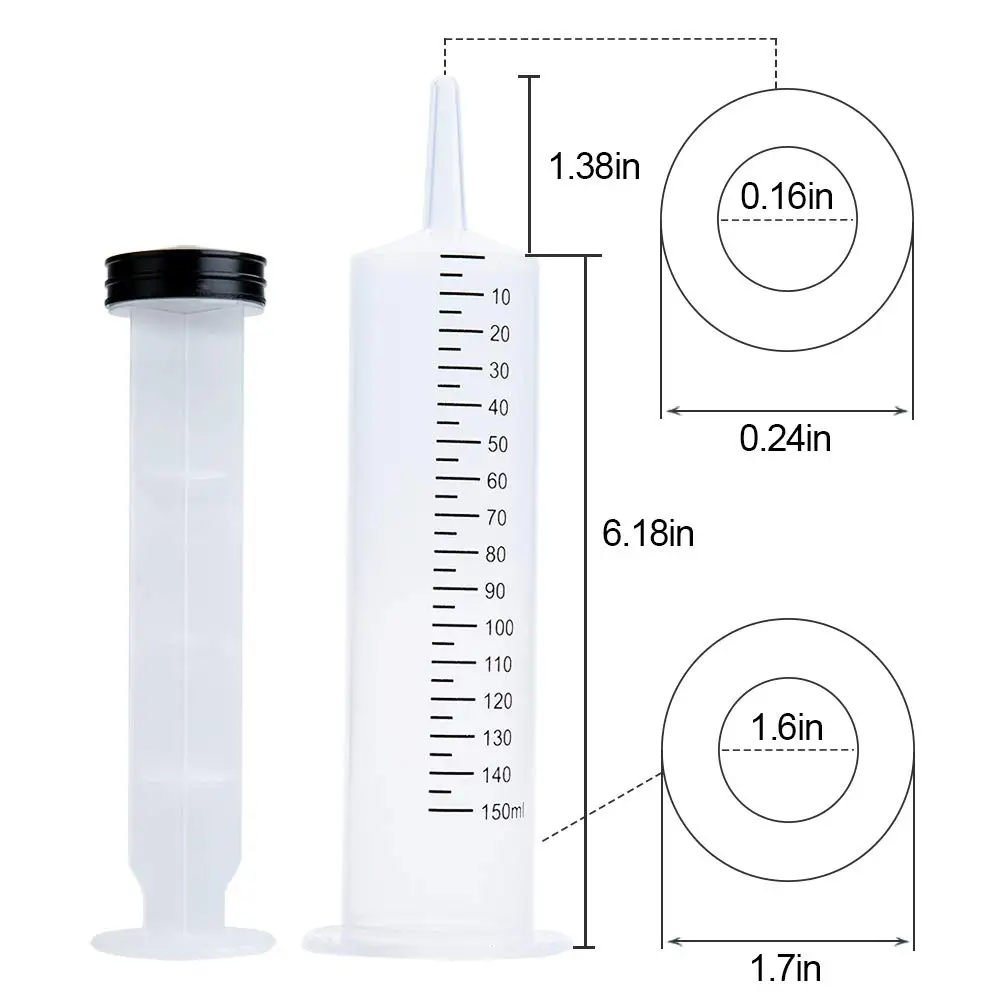 150ml Large Syringes, Sterile and Individual Sealed, Easy to Use and Clean, Plastic Garden Syringe for Liquid, lip Gloss, Paint