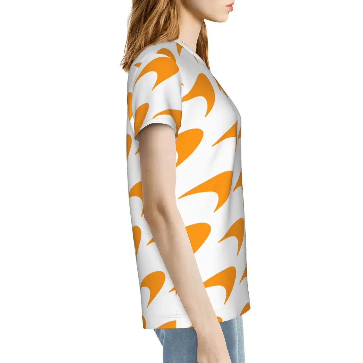 M-McLarens Papaya Logo T-Shirt Women Short Sleeve T Shirts Round Neck Streetwear Cotton Summer Tees Streetwear - view 4