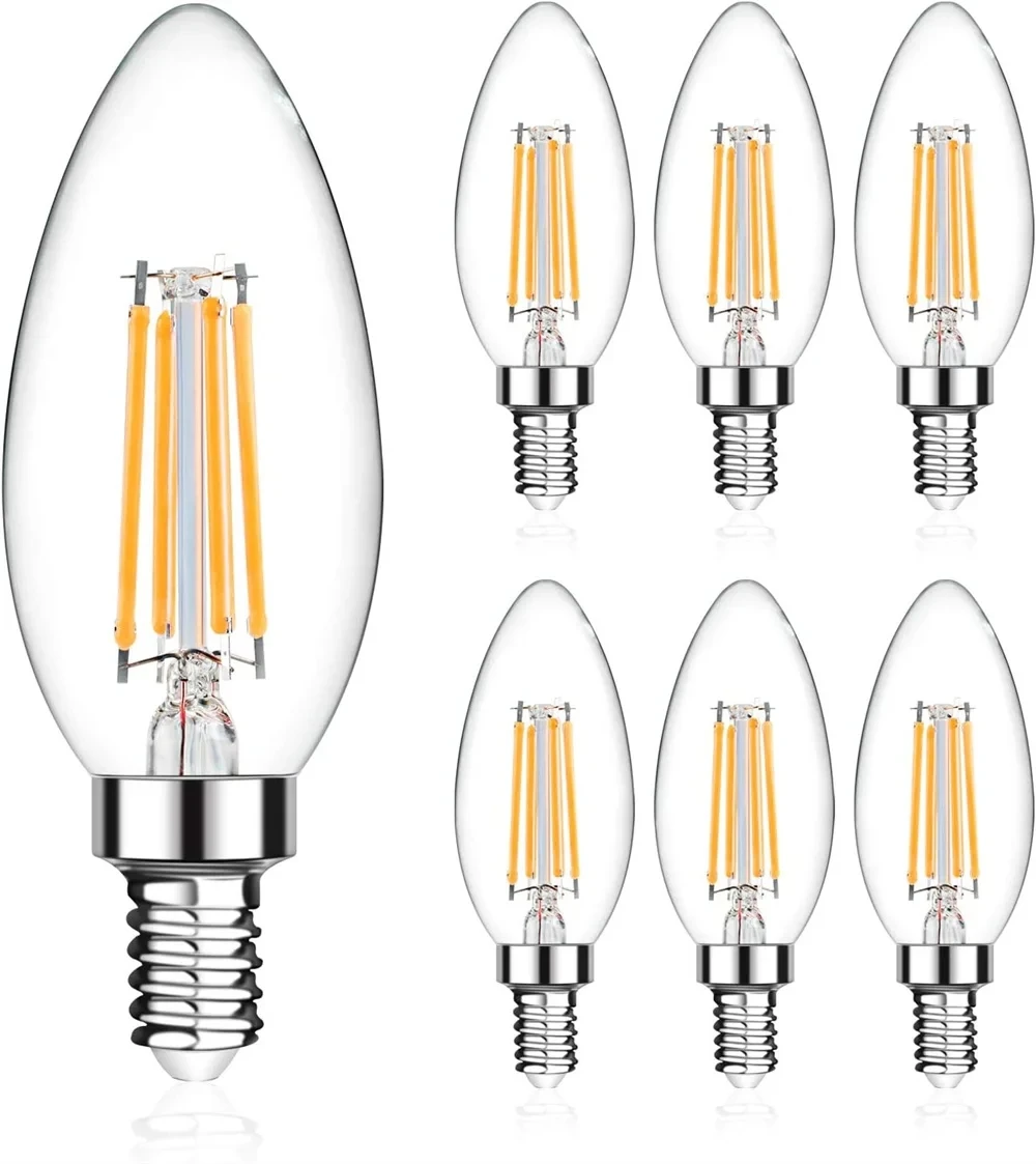 4-PIECE 10-piece LED filament lamp E14 E27 C35 C35L 220V 2W 4W 6W warm white glass 360-degree Edison retro candle bulb