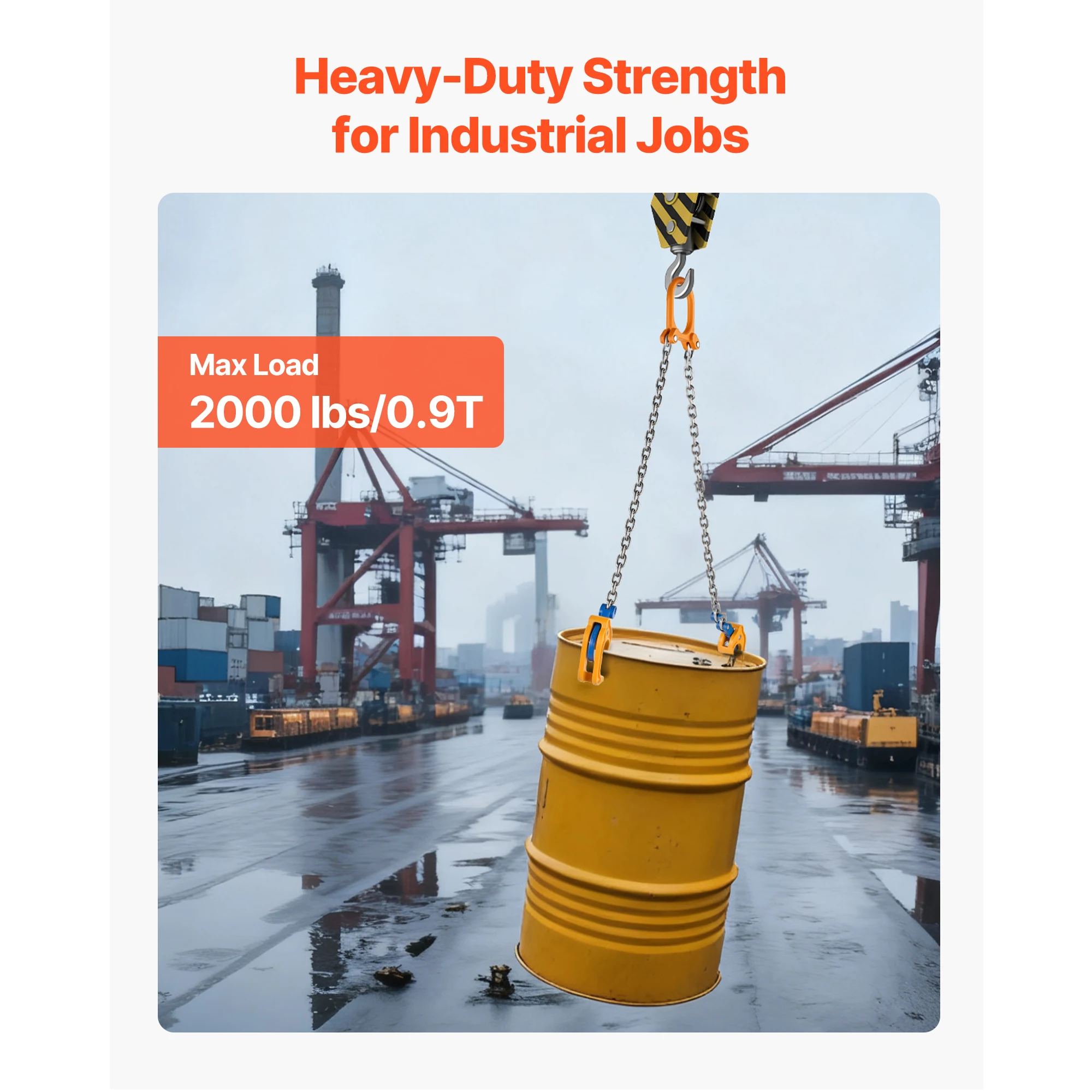 SucceBuy 2000LBS Chain Barrel Lifter Drum Lifting Chain Sling with Thickened Security Hook Handling Chain for Crane Forklift