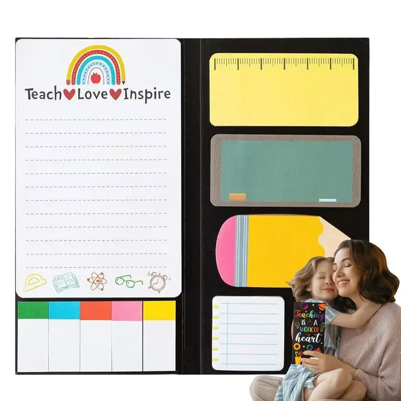 Sticky Note Pads Blackboard Ruler Pencil Shape Self-Adhesive Notepads Writing Memo Pads School Supplies Cute Paper Stationary