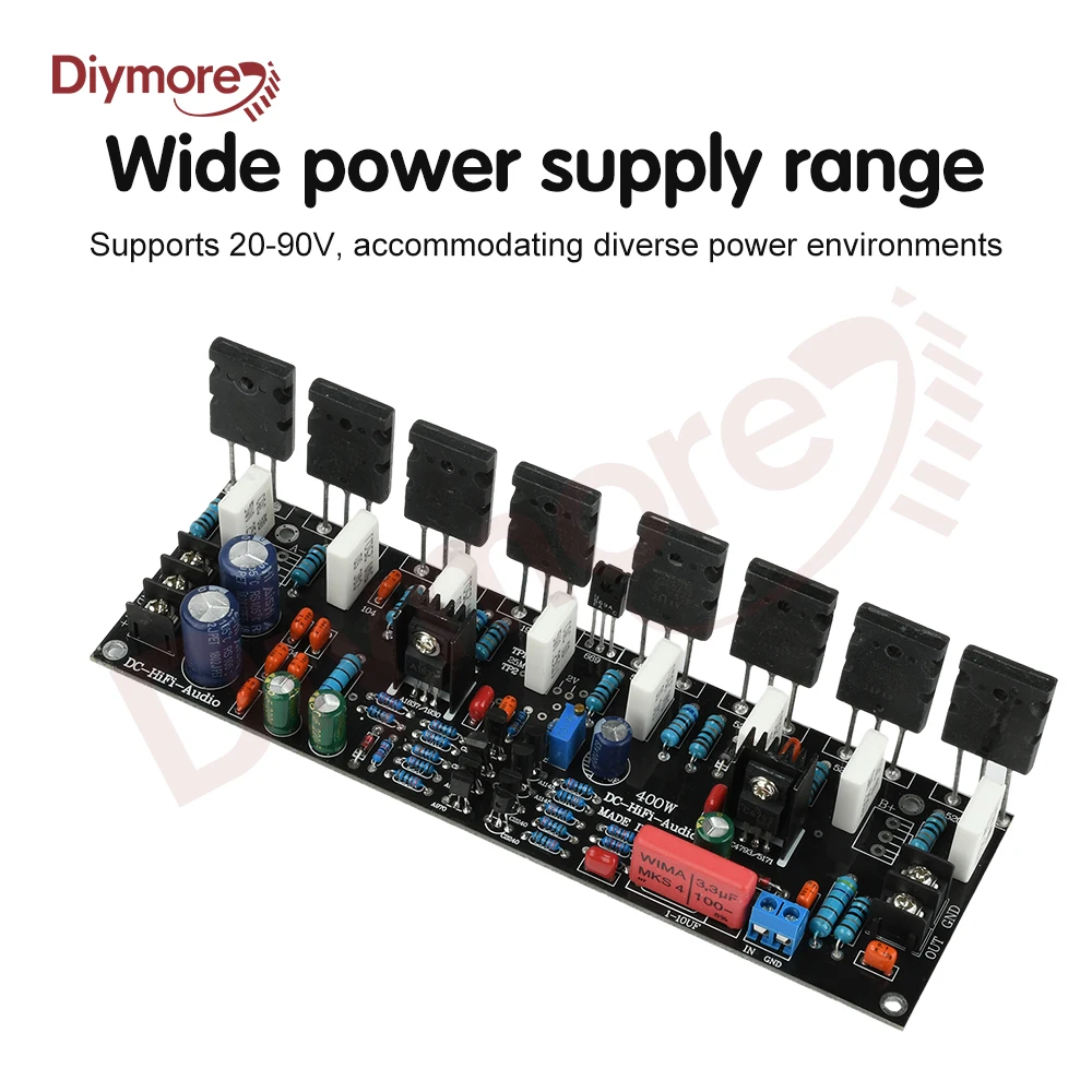 400W Audio Amplifier Module DC 20V-90V Upgraded Single Channel Power Amplifier 1943+5200 High Power Audio Amplifier