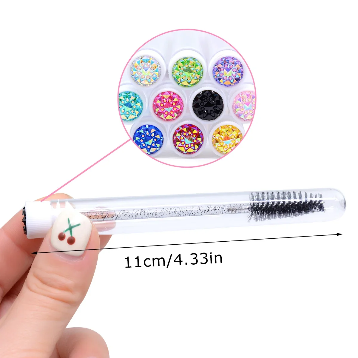 หลอดแปรงขนตาพร้อมขนตาคริสตัลแปรงปัดมาสคาร่าหวีคิ้วแบบ peralatan Rias 50ชิ้น