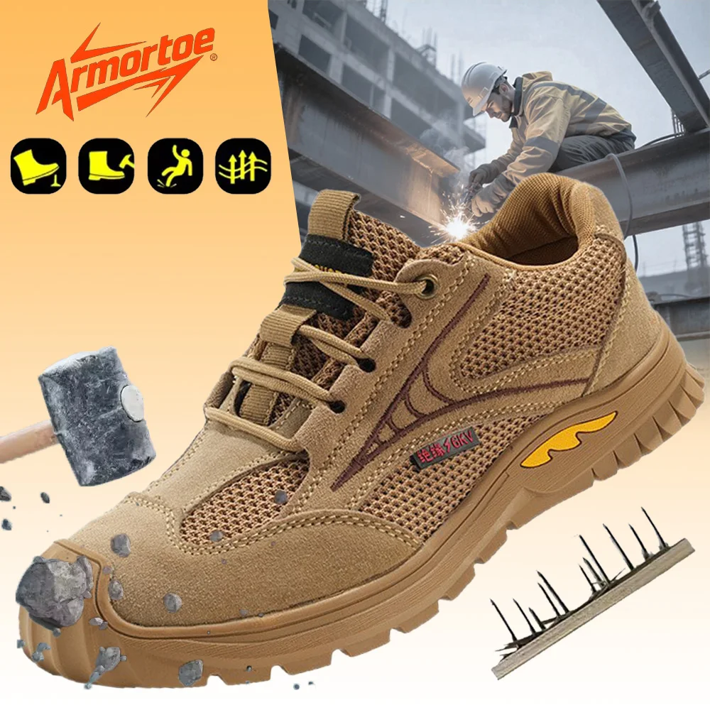 

ArmorToe Men's Summer Steel Toe Safety Shoes Lightweight Breathable AntiImpact Puncture Proof Construction Work Shoes #Armor2799