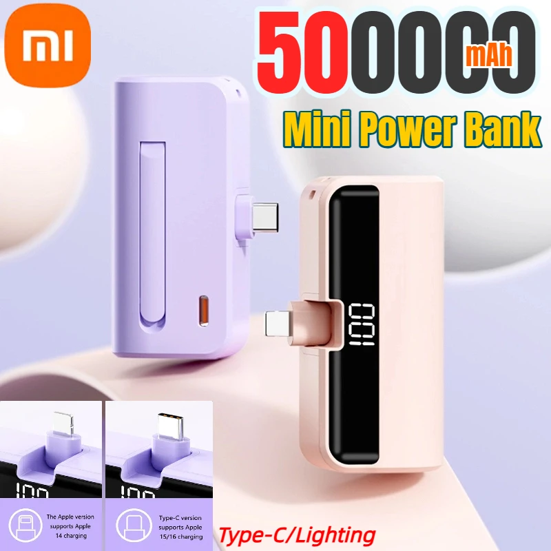 باور بانك Xiaomi بسعة 500000 مللي أمبير في الساعة، محمول بسعة كبيرة، شحن سريع للغاية، بطارية خارجية صغيرة لهاتف iPhone Huawei Samsung