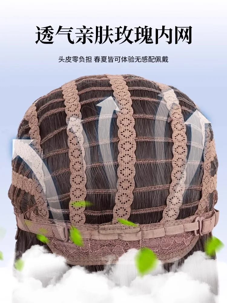 باروكة صناعية طويلة مستقيمة للنساء، شعر أسود طبيعي، شعر مستعار برأس كامل، شعر مستعار لطيف للحفلات التنكرية اليومية