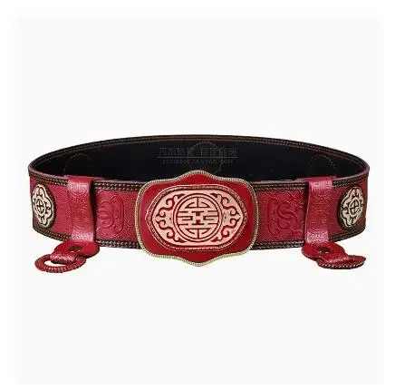 Mongolian Belt, Men's Cowhide Retro Mongolian Robe Waistband