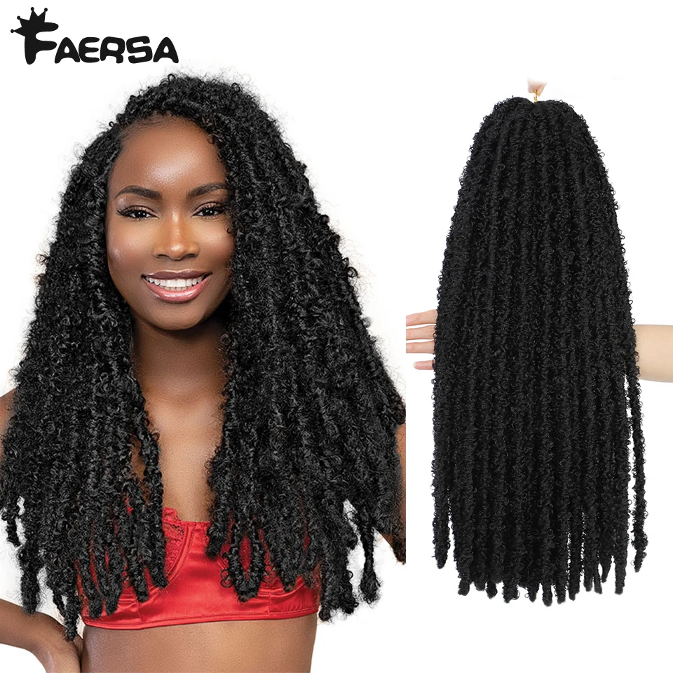 Butterfly Locs Crochet Hair Braids Synthetic Extension Soft Faux Locs Natural Ombre Pre-Twist Braid For Black Women 24" Faersa