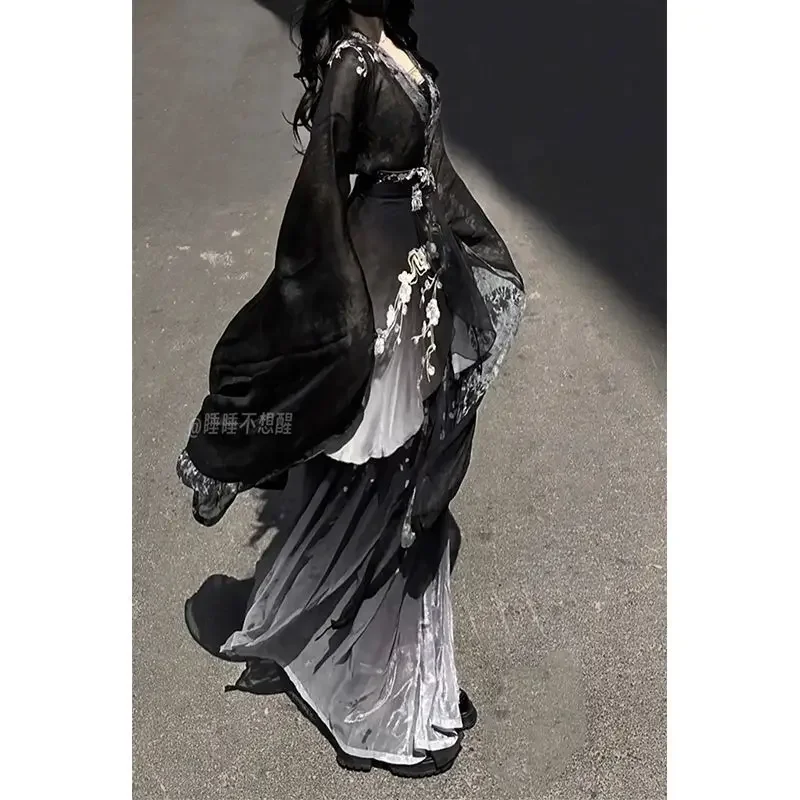 Southern And Northern Dynasties Style Qing Hanfu Heavy Industry Embroidery Waist Skirt Set Martial Arts Jianghu Dress