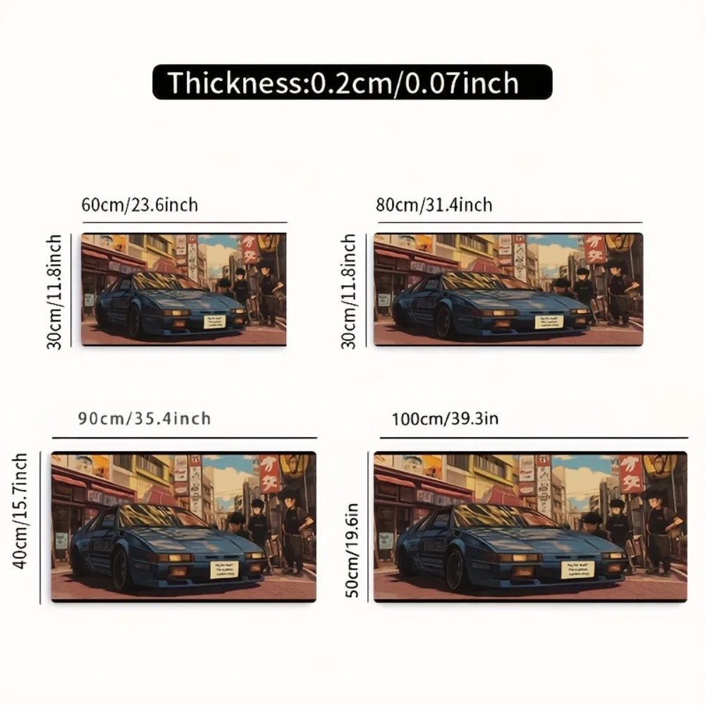 Large-sized gaming mouse pad, featuring Japanese street racer character illustrations and anti-slip design alfombrillas gaming