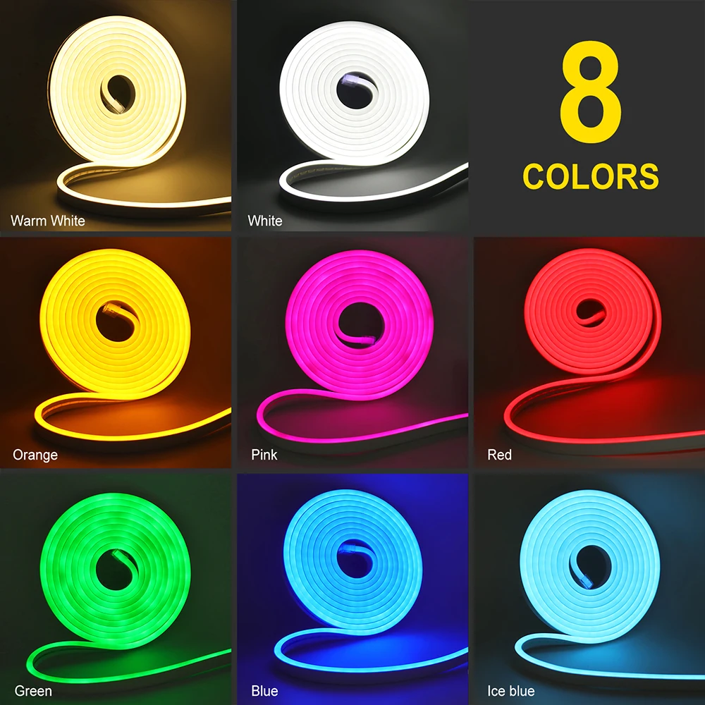 3AA Battery Box 5V LED Neon Strip Light With Remote White Yellow Pink Red ICE Blue 120LEDs/M Waterproof Flexible Lamp Room Decor