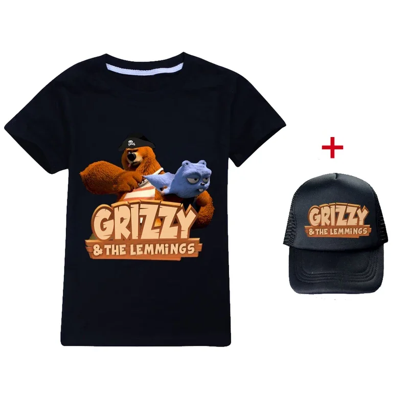 Grizzying And The Lemmed para niños, ropa con estampado 3D, Tops de vacaciones de moda, camiseta de manga corta de separación