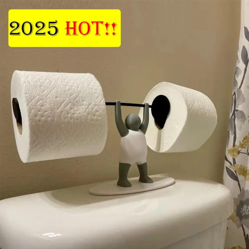 Funny Toilet Paper Holder Fitness Bathroom Paper Roll Holder Weightlifting Paper Roll Holder Multifunctional Storage Dispenser