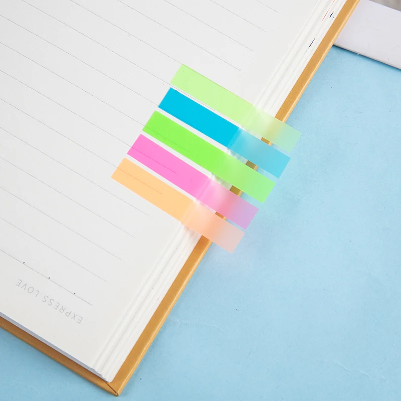 300Pcs Reading Aid Highlight Sticker Transparent Fluorescent Index Tabs Flags Sticky Note Stationery School Office Supplies