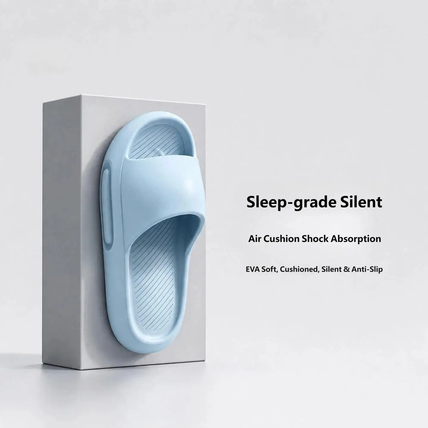 Minimalist EVA One Band Slides Soft Upgrade Light Elastic Silent Anti Slip Wide Toe Household Bathroom Couple Slippers