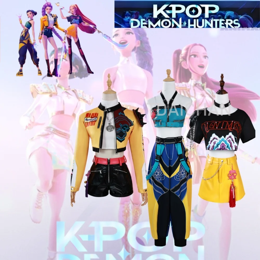 

K-Pop Mira Rumi Zoey Demon Hunters Cosplay Costume Wig for Women Clothes Girl Group Idol Roleplay Outfit Halloween Carnival Suit