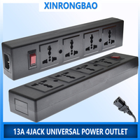 Universal 4-bit Socket C14 AC Connector With Switch US AU UK Italy South Africa India PDU Socket C13 Power connector Socket 13A