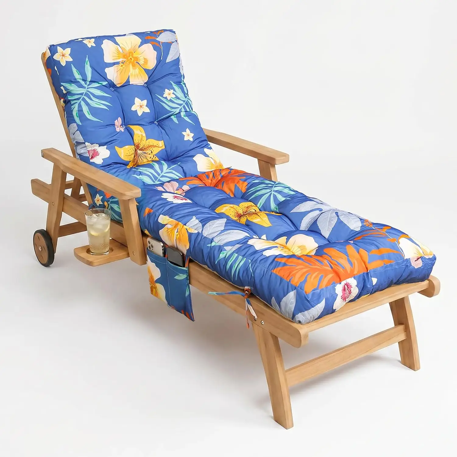 72x22x4 Inch Outdoor Chaise Lounge Chair Cushion, Waterproof Replacement Patio Pool Cushion with Ties