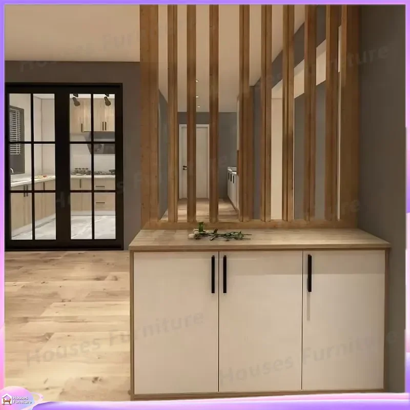 Wooden Shoe Rack with 2 Doors Living Room Shoe Cabinet Modern Design 3-Tier Storage Organizer for Shoes Boots Sneakers High