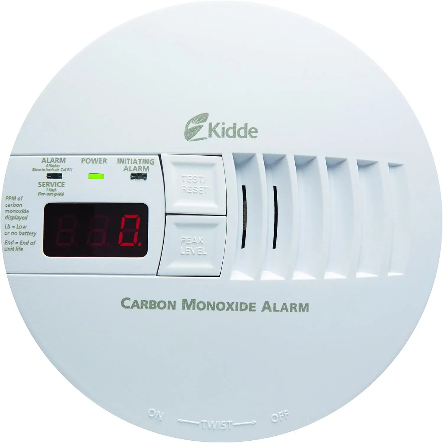 

Hardwired Carbon Monoxide Detector with Digital LED Display, 9V Battery Backup, 5.75" Diameter x 1.8" Depth for Home Safety