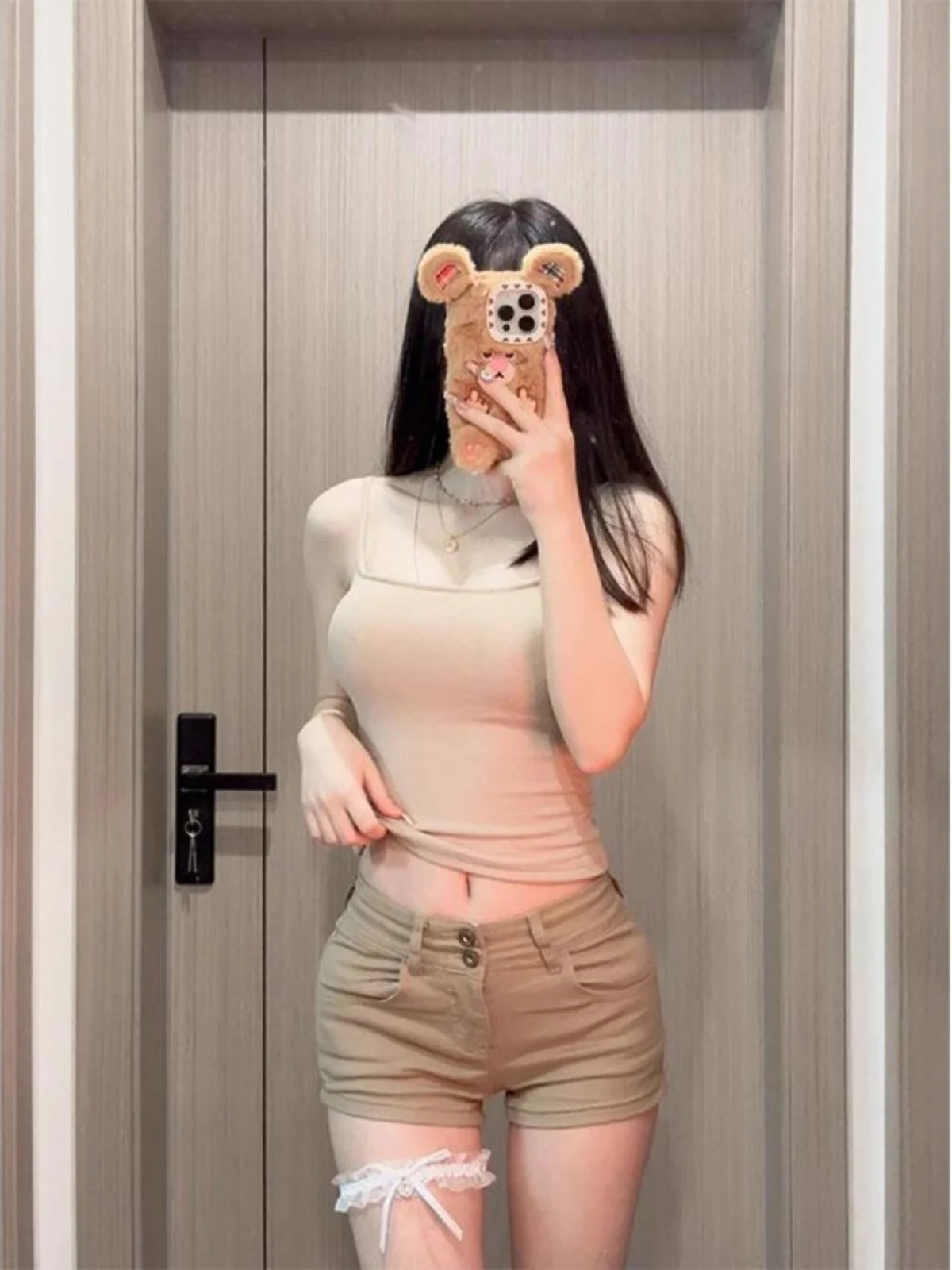 

American Style High Waist Double Button Denim Shorts Women's Summer Elastic Tight Straight Leg Butt Lifting Hot Pants