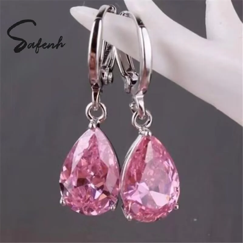 1 Pair Fashion Teardrop Dangle Earrings Sparkly Crystal Water Drop Jewelry for Women Bridal Wedding Party Accessory