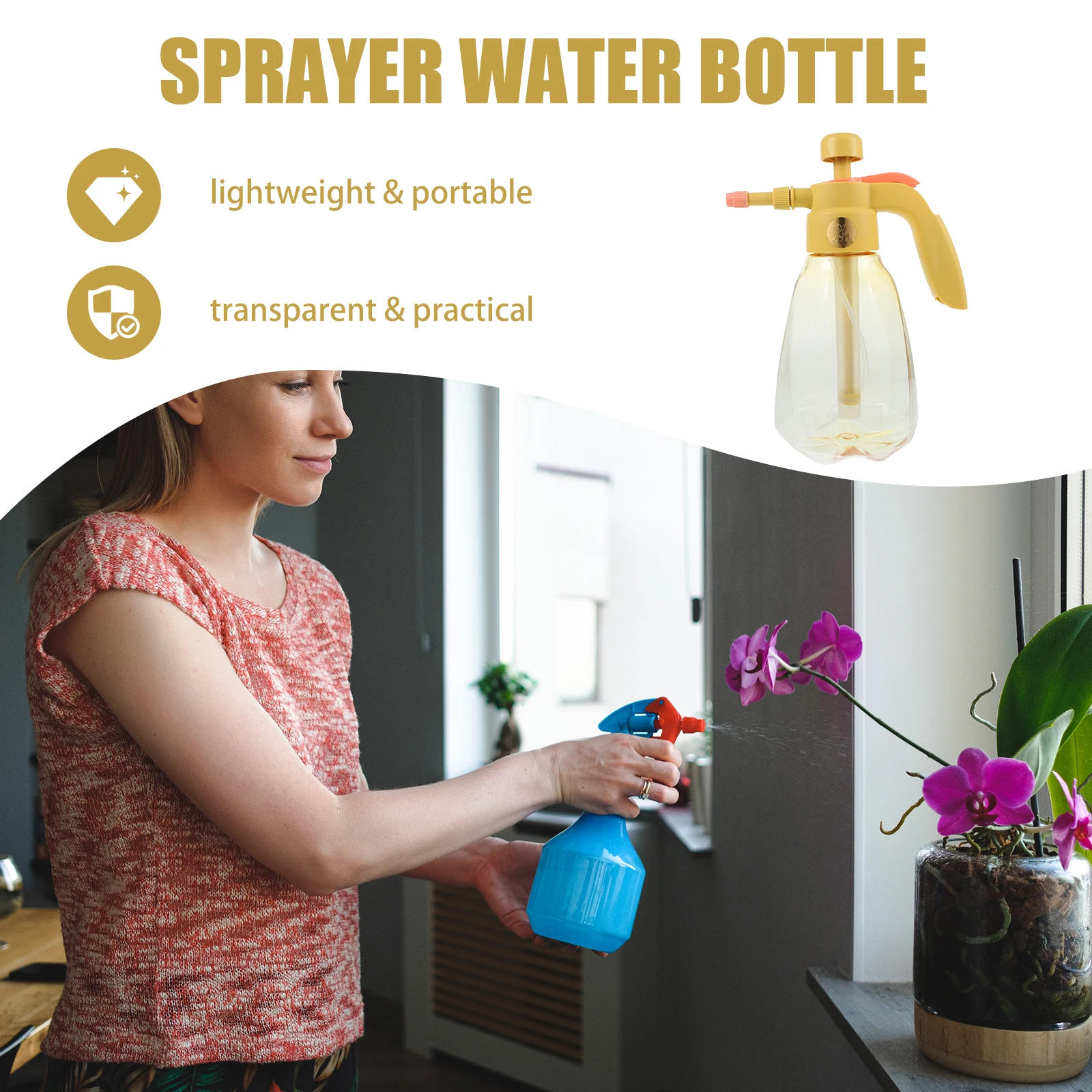 

1.5L Transparent Sprayer Watering Can Lightweight Portable for Potted Plants Garden Flower Plastic Mini Cans Spraying Bottle