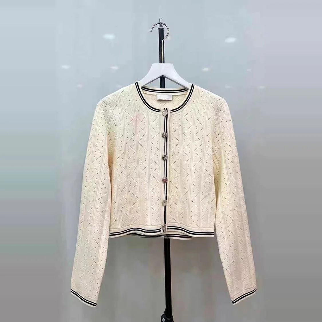 

round Ne Knitted Open Cardigan Women's Sle Early Autumn New Arrival CA00875 Comfortable Long Sve Button up Slim Fit