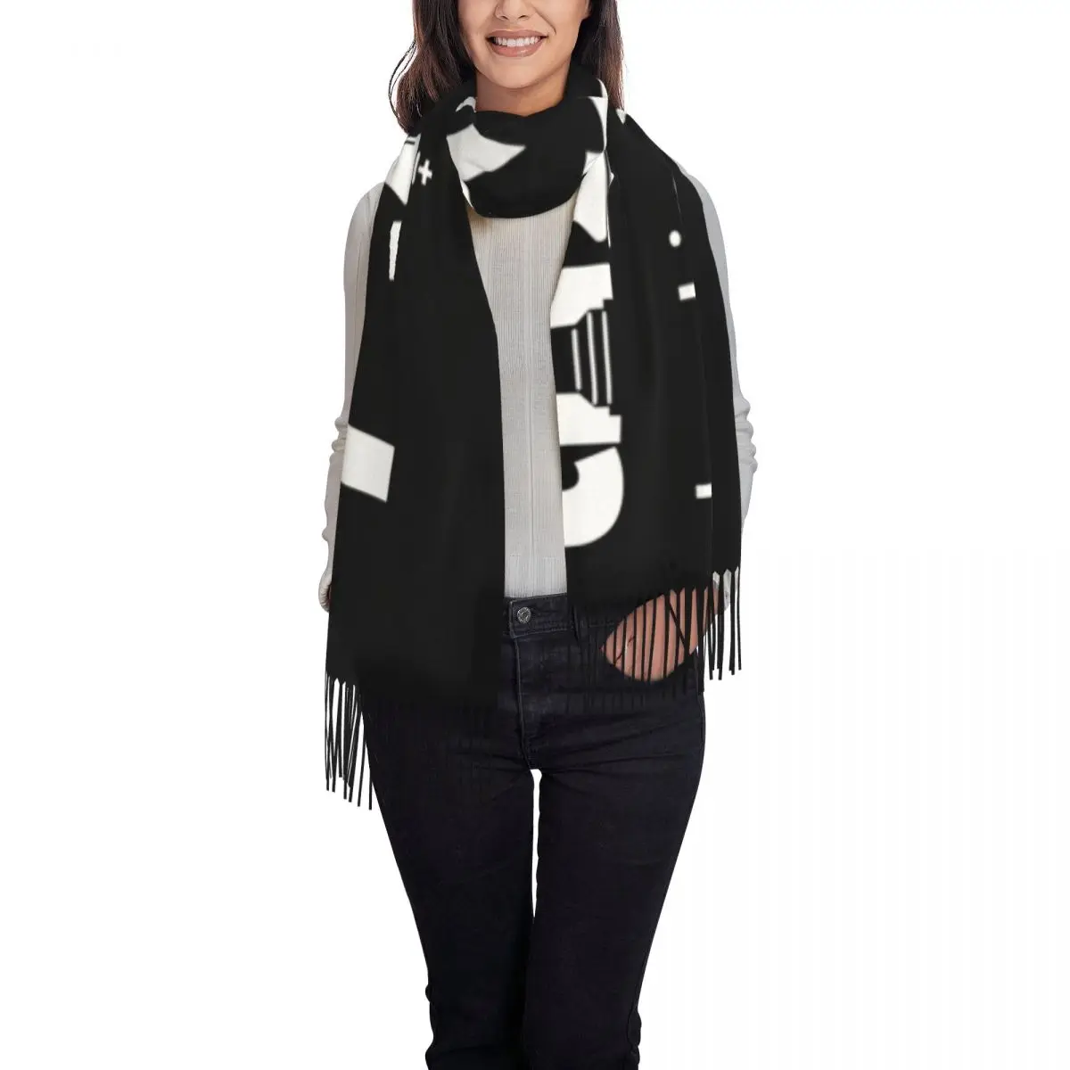 Stylish Think Ahead In Chess Tassel Scarf Women Winter Fall Warm Shawl Wrap Lady Funny Scarves