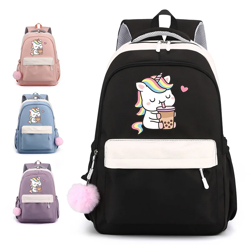 Mochila con diseño de unicornio bonito, bolso escolar de alta calidad, mochila de unicornio de dibujos animados, mochilas con cremallera de gran capacidad