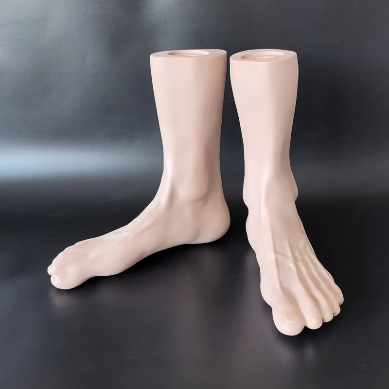 1 Pair Male Foot Mannequin PVC Realistic Standing Feet Model for Shoes Socks Display Sketch Drawing Art Mannequin Props