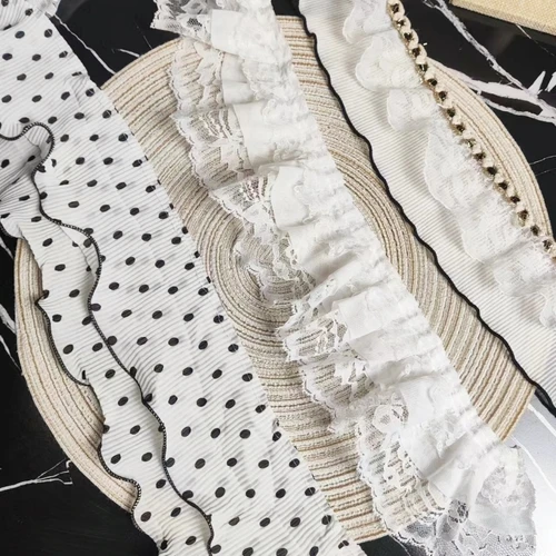 더블 쉬폰 프릴 레이스 DIY 여아용 원피스 스커트 모자, 바느질 커튼, 수제 인형 의류, 바느질 재료 장식, 3 세일 