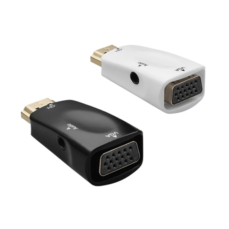 Adapter męski na VGA HD, żeński, kompatybilny z HDMI, 1080P, 720P, kabel konwertera Audio do PC, laptopa, TV, pudełko monitor do komputera,