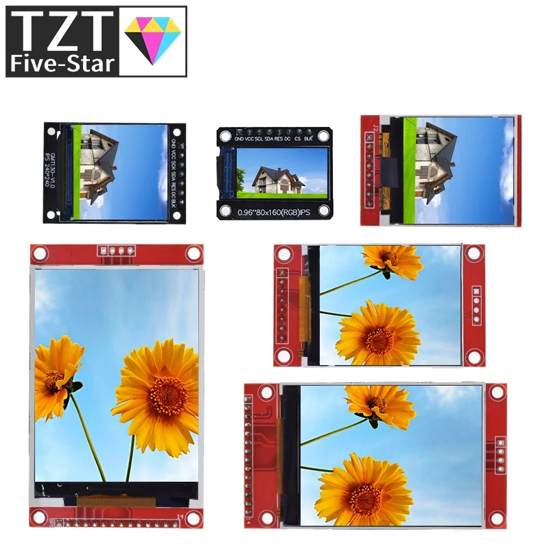 TFT Display 0.96/1.3/1.44/1.8/2.4/2.8/3.5 Inch TFT Full Color Screen LCD Module ST7735 ILI9341 Driver Interface SPI for Arduino