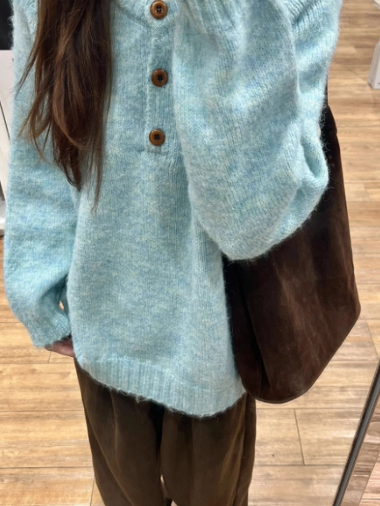 

Blue Thiened Soft Women's Knitted Sweater Loose Lazy Sle Autumn Winter Warm Long Sve round Ne Top Sweet Sle