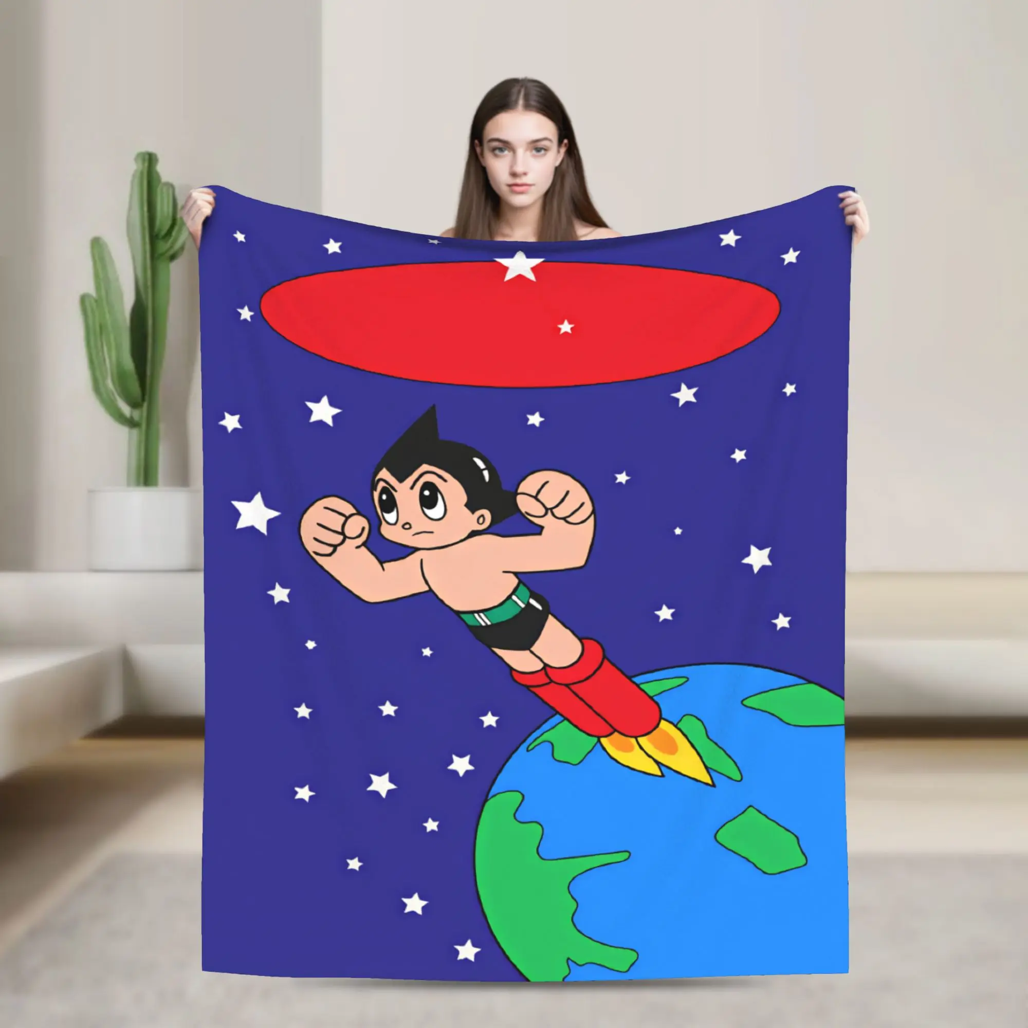 Astro Cartoon Boy Blankets  Super Soft Print Plush Throw Blanket For Bedroom Camping Flannel Bedspread Bed Cover