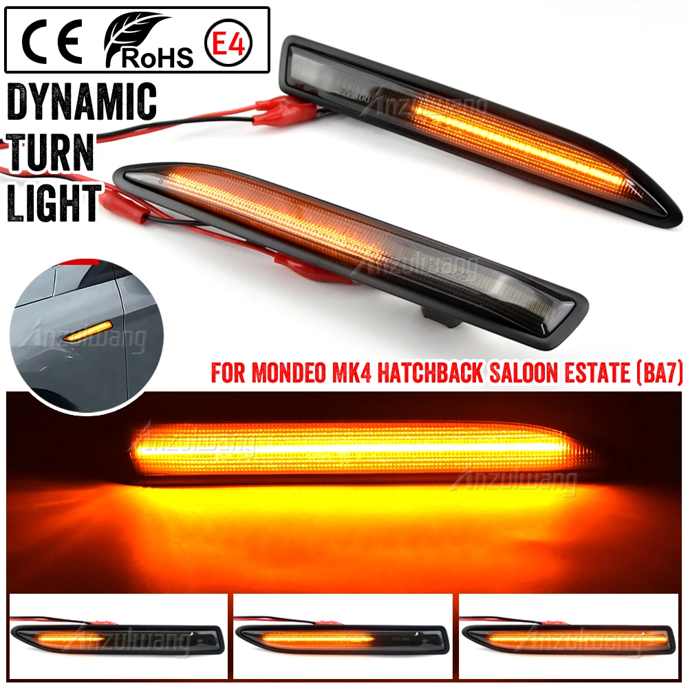 For Ford Mondeo Mk4 Hatchback Saloon Estate (BA7) 2007-2015 LED Dynamic Blinker Marker Fender Turn Signal Lamps Lights